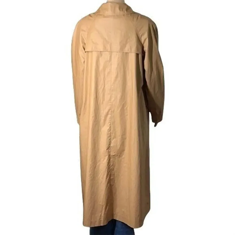 Vintage Tres Elle Womens Full Length Trench Coat Jacket Tan Brown Size 9 10 - Picture 5 of 12